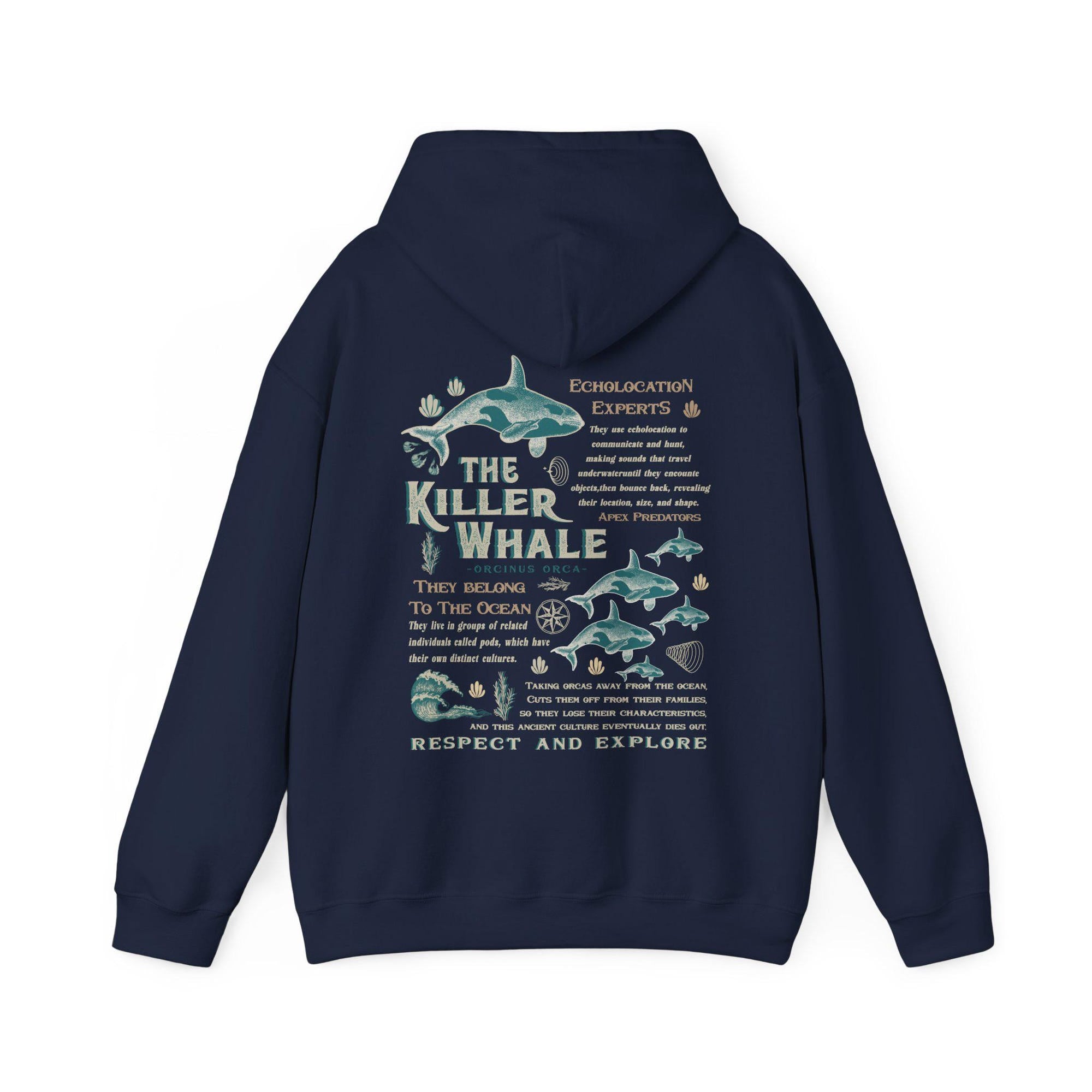 Vintage Orca Hoodie – Killer Whale Ocean Lover Sweatshirt - Image 4