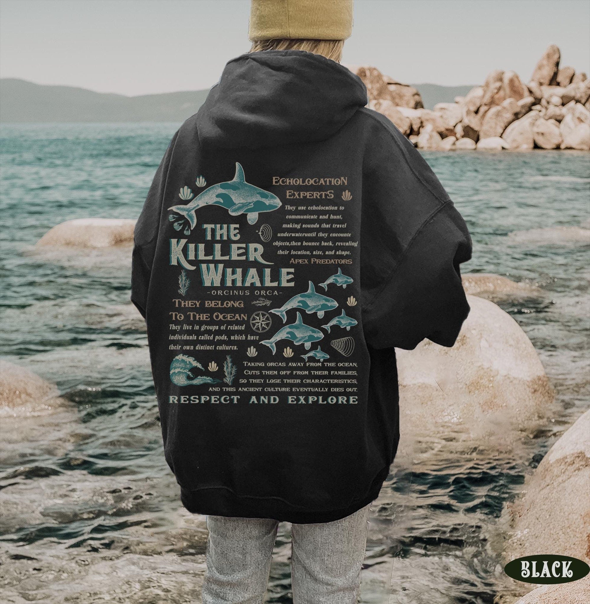Vintage Orca Hoodie – Killer Whale Ocean Lover Sweatshirt