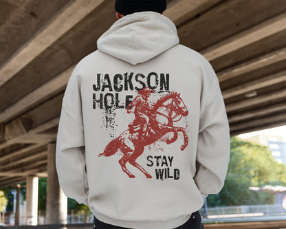 Jackson Hole Western Cowboy Hoodie – Retro Distressed Sweatshirt - Image 3