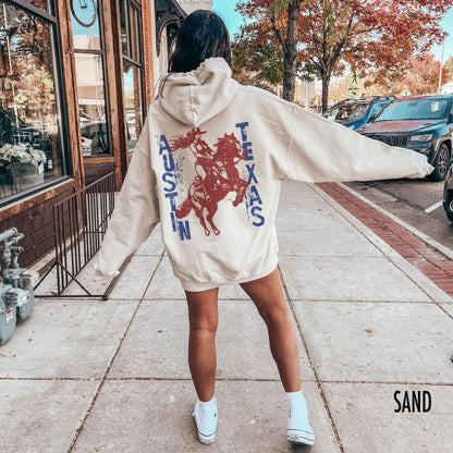 Austin Texas Retro Cowgirl Western Hoodie Sweatshirt