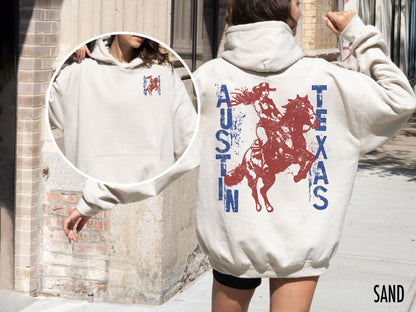 Austin Texas Retro Cowgirl Western Hoodie Sweatshirt - Image 2