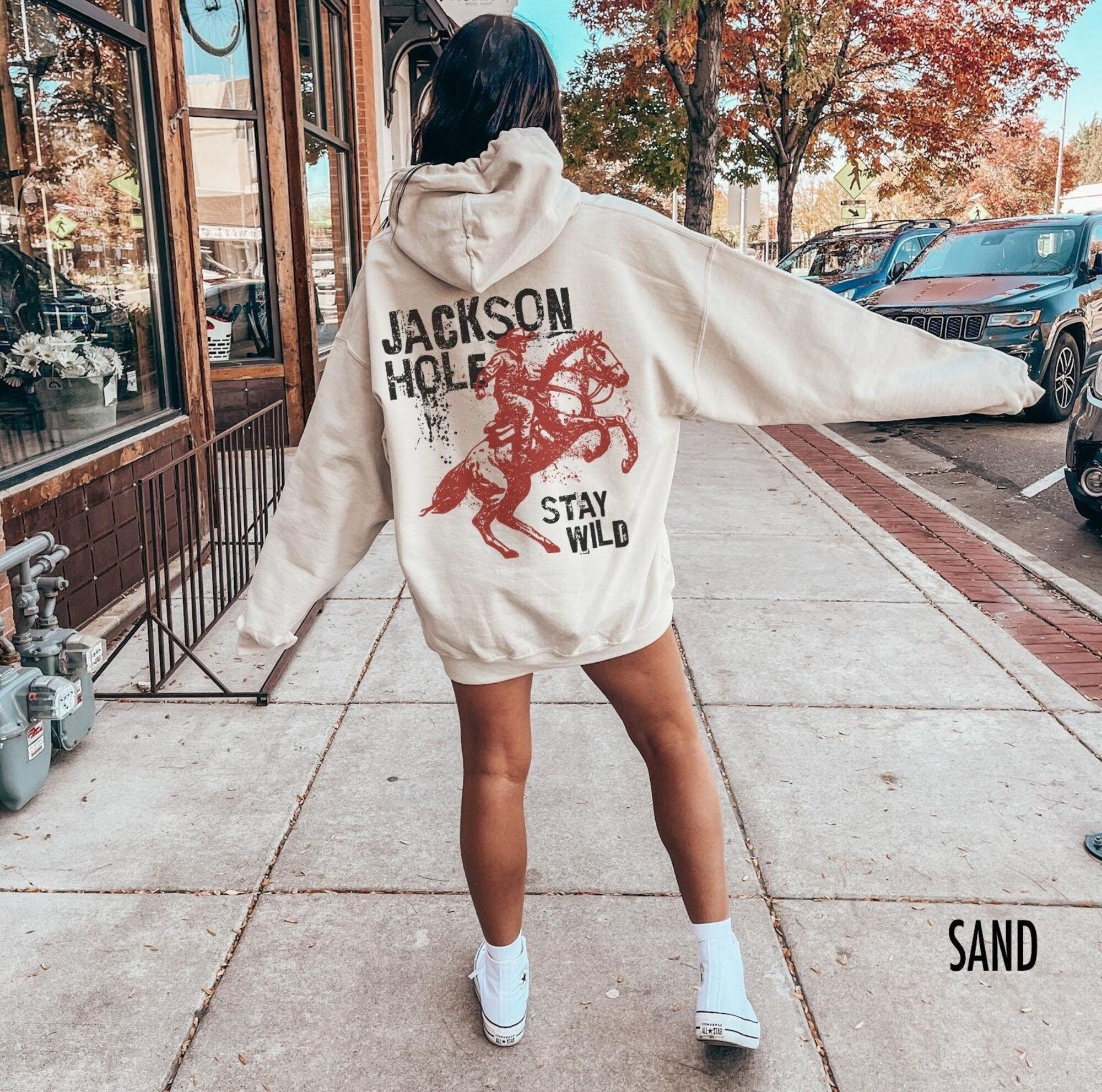 Jackson Hole Western Cowboy Hoodie – Retro Distressed Sweatshirt