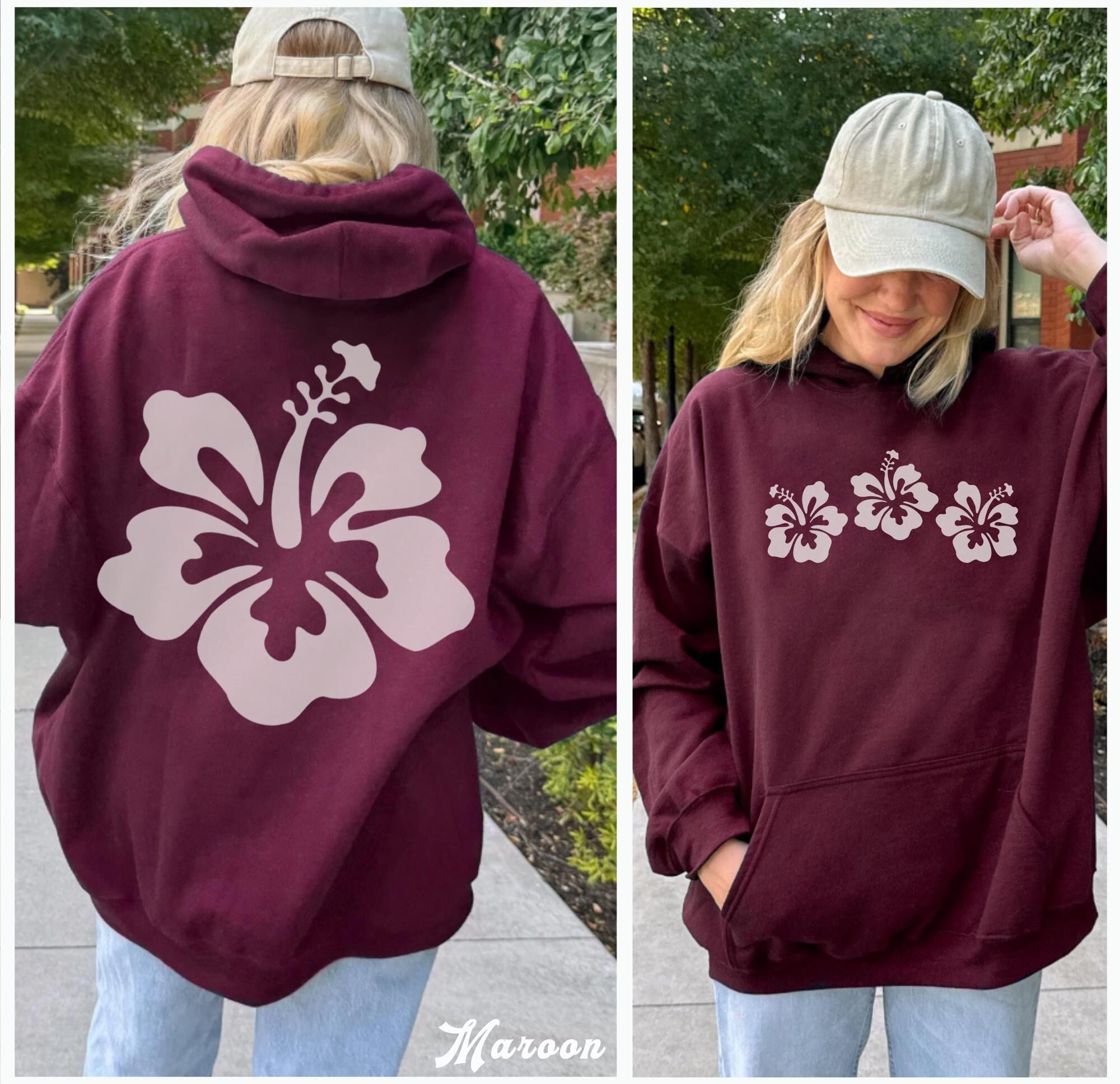 Hibiscus Flower Hoodie – Beach Bum Coconut Girl Sweatshirt - Image 6