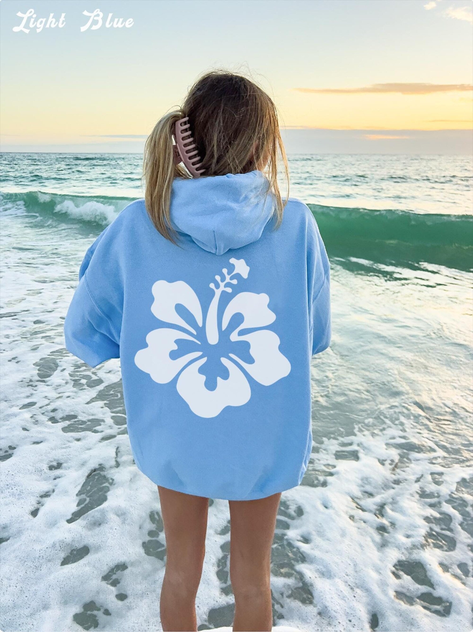 Hibiscus Flower Hoodie – Beach Bum Coconut Girl Sweatshirt