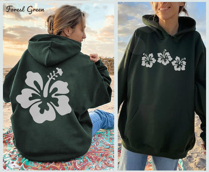 Hibiscus Flower Hoodie – Beach Bum Coconut Girl Sweatshirt - Image 3