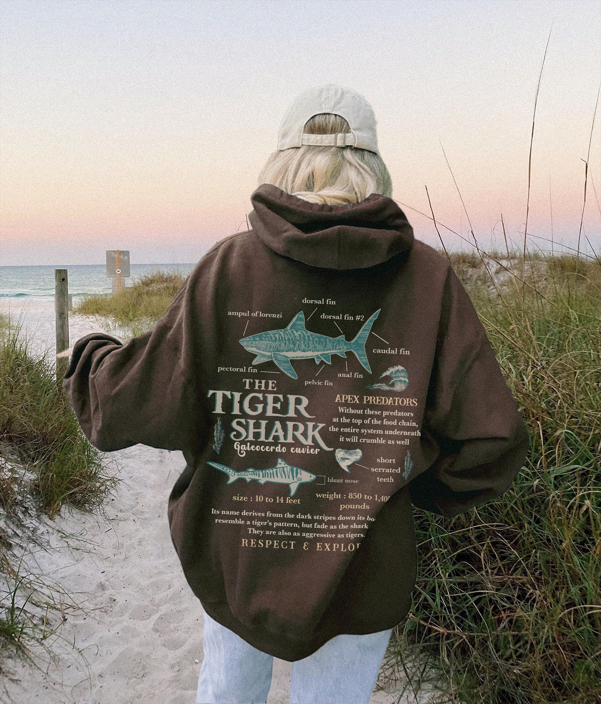 Tiger Shark Anatomy Hoodie - Ocean Lover Marine Biology Sweatshirt - Image 3