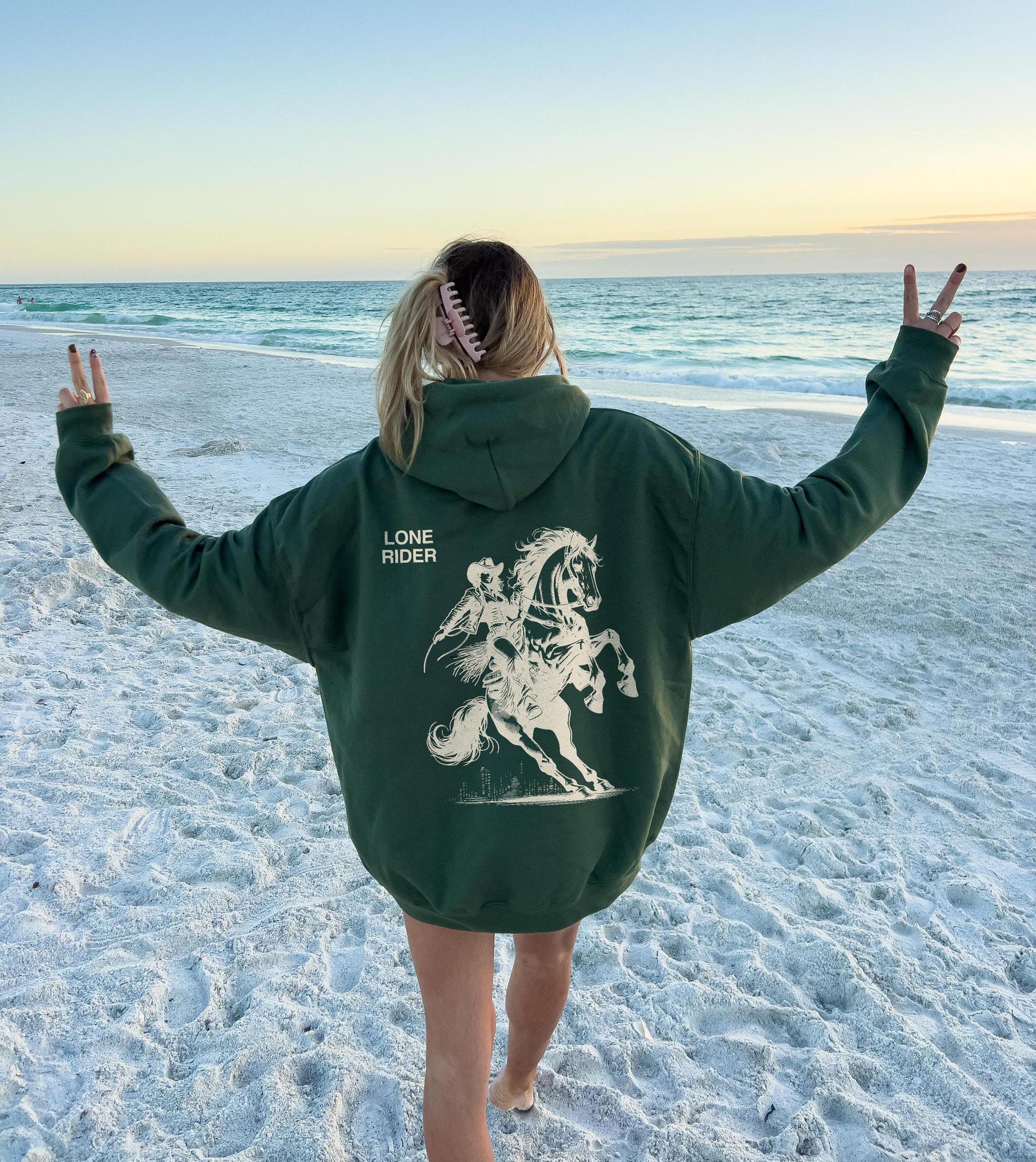 Lone Rider Cowgirl Hoodie – Western Y2K Back Print - Image 7