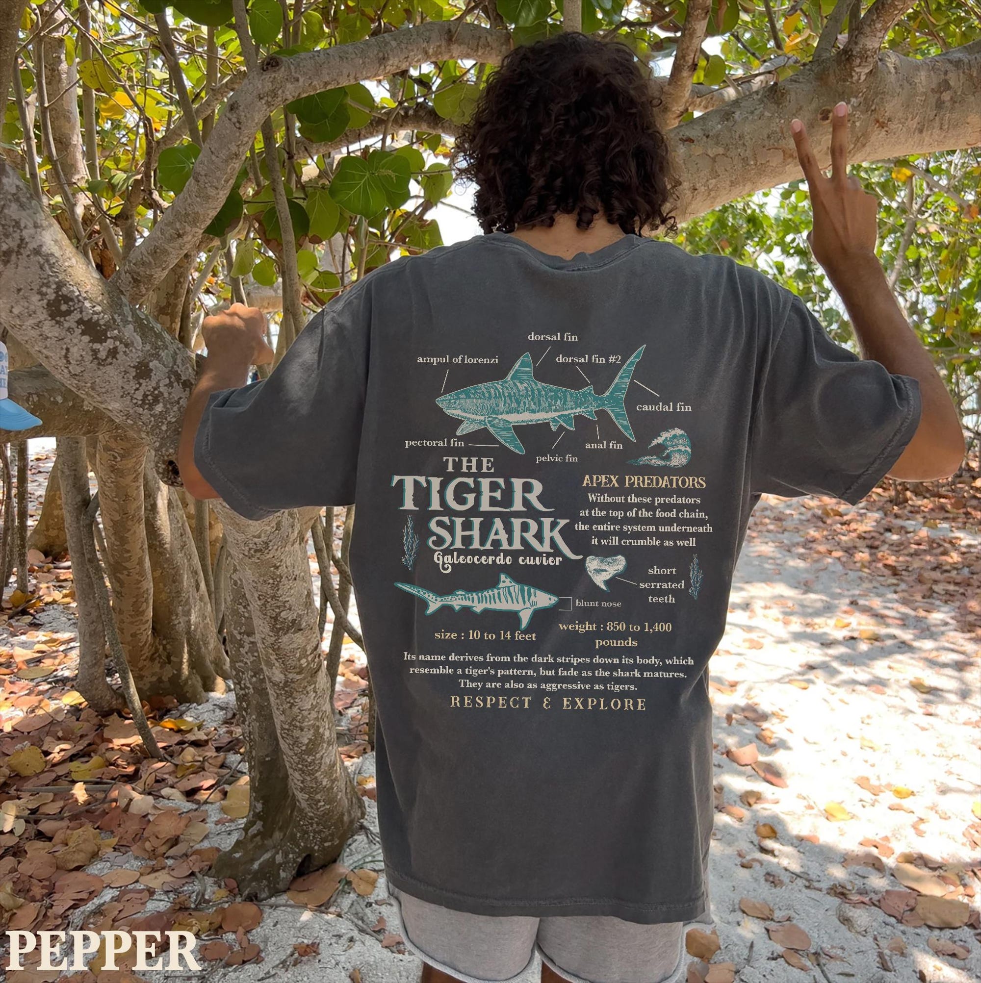 Vintage Tiger Shark Comfort Colors T-Shirt (Ring-Spun Cotton) - Image 3