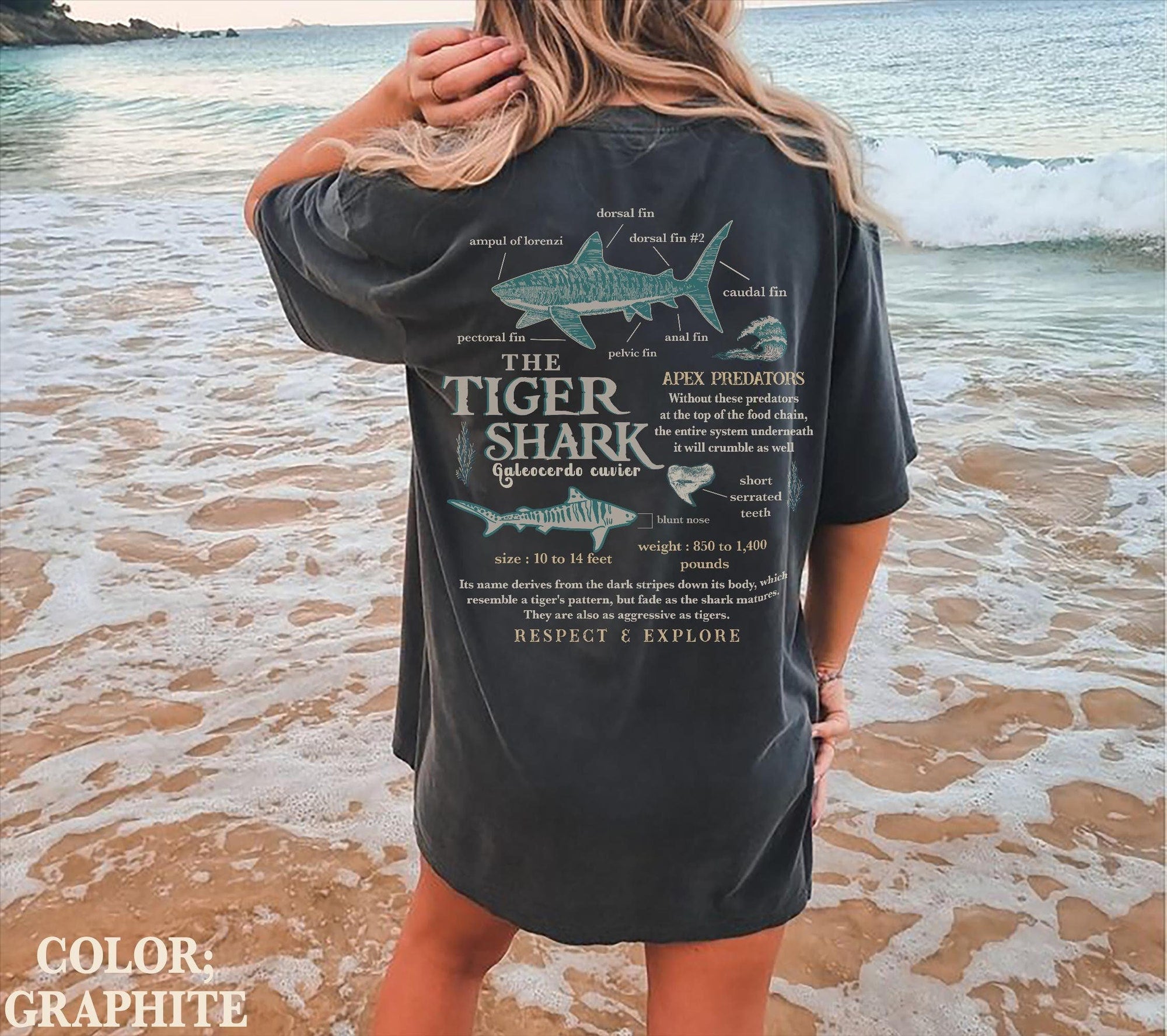 Vintage Tiger Shark Comfort Colors T-Shirt (Ring-Spun Cotton)