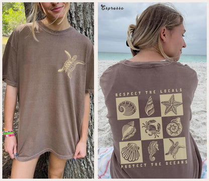 90s Ocean Comfort Colors Tee – Seashell & Sea Turtle Shirt - Image 5