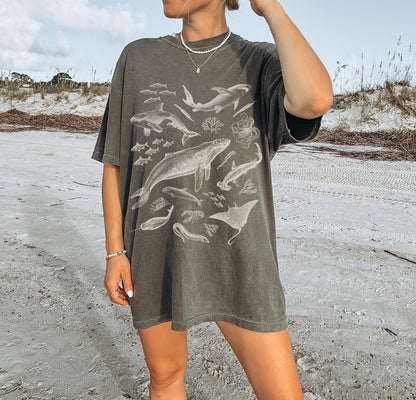 90s Retro Ocean Animals Comfort Colors Tee