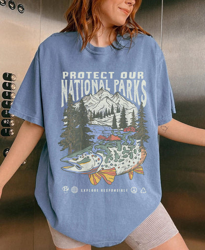 90s National Parks Comfort Colors Tee – Respect Wildlife - Image 6