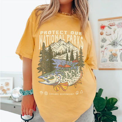 90s National Parks Comfort Colors Tee – Respect Wildlife - Image 7