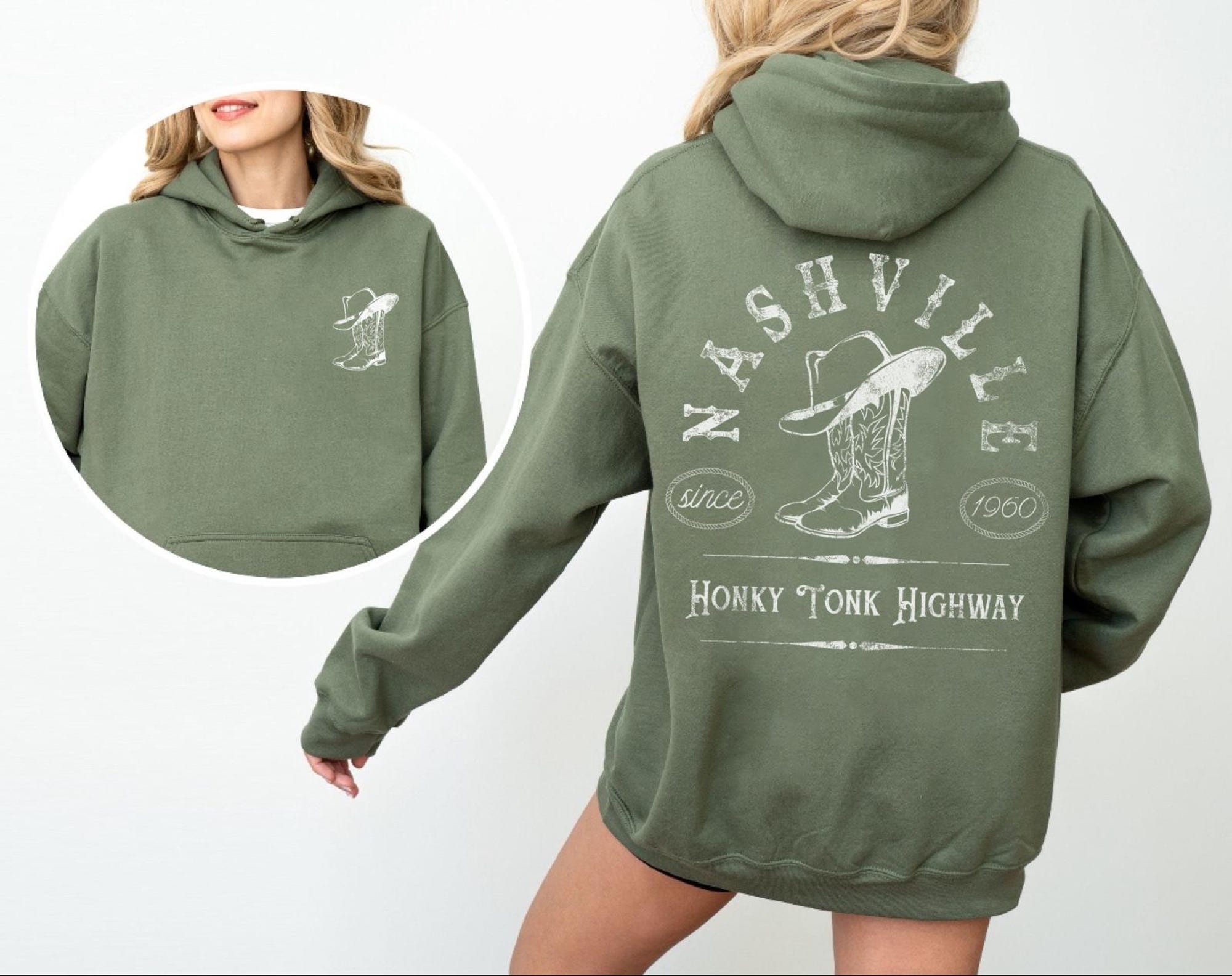 Nashville Honky Tonk Highway Cowgirl Hoodie Sweatshirt - Image 2