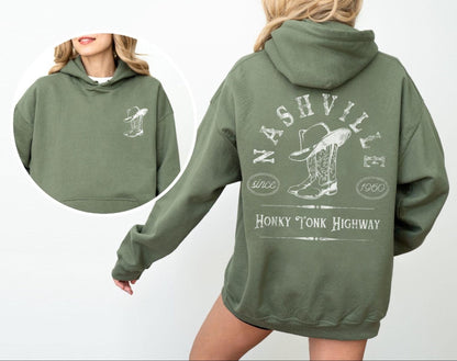 Nashville Honky Tonk Highway Cowgirl Hoodie Sweatshirt - Image 2
