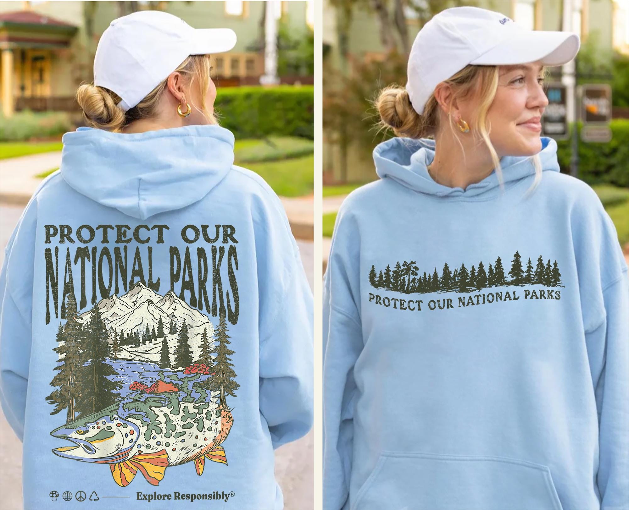 Protect Our National Parks Retro Fish Hoodie - Image 5