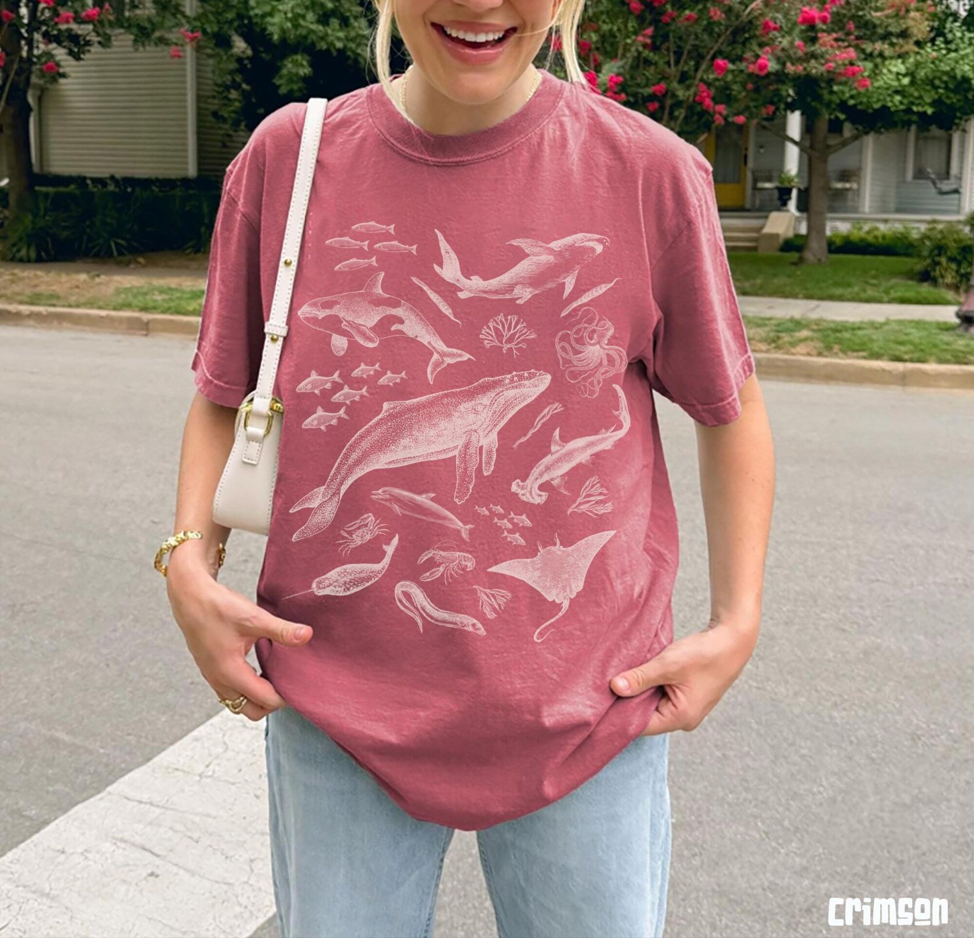 90s Retro Ocean Animals Comfort Colors Tee - Image 5