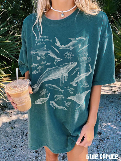 90s Retro Ocean Animals Comfort Colors Tee - Image 4