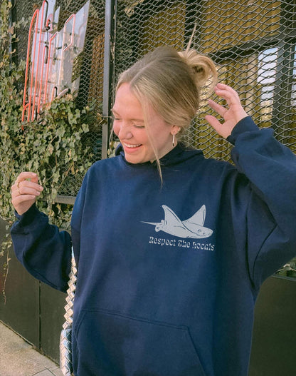 Respect the Locals Manta Ray Hoodie – Ocean Conservation Pullover - Image 2