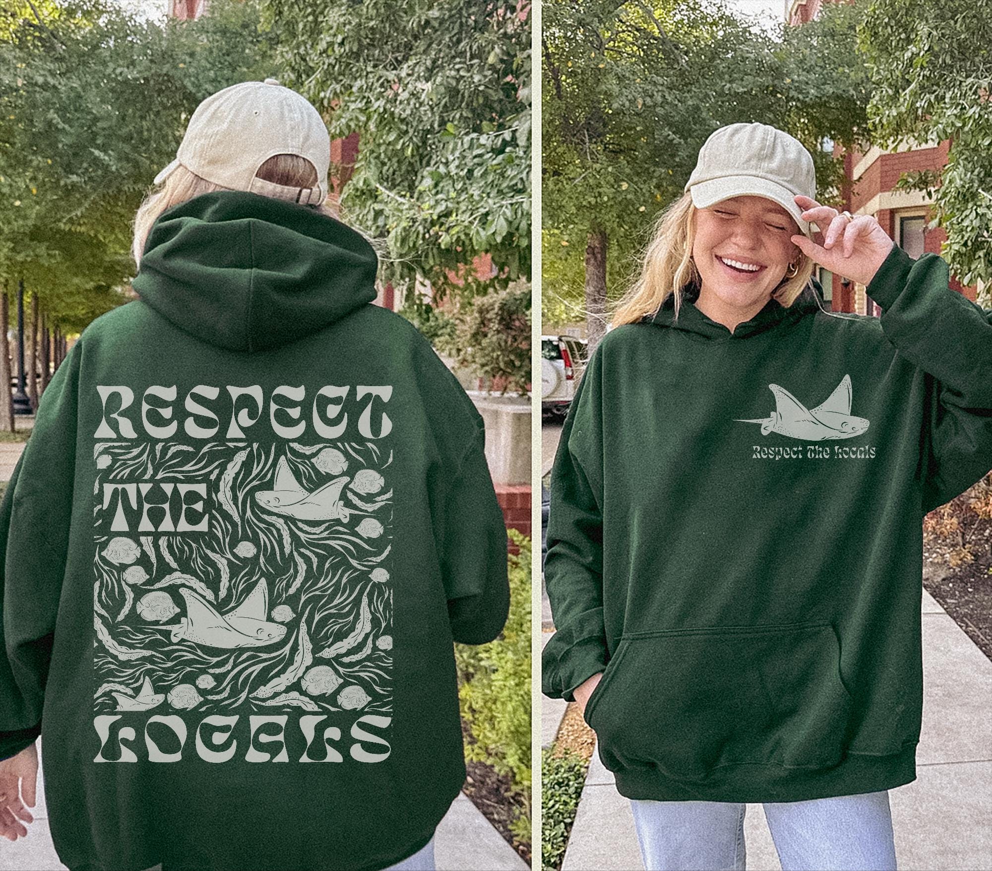 Respect the Locals Manta Ray Hoodie – Ocean Conservation Pullover - Image 5