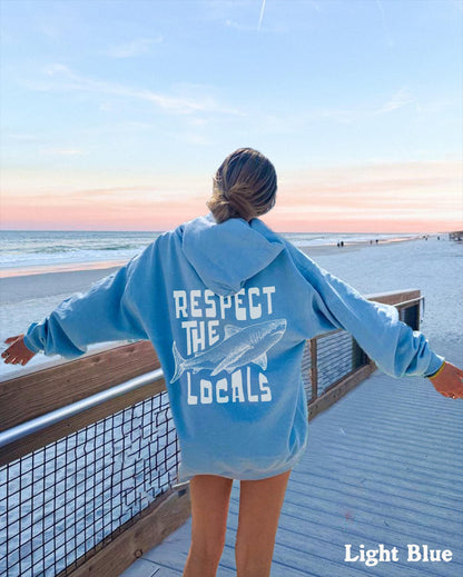 Respect the Locals Shark Surf Hoodie (Front & Back Print) - Image 6