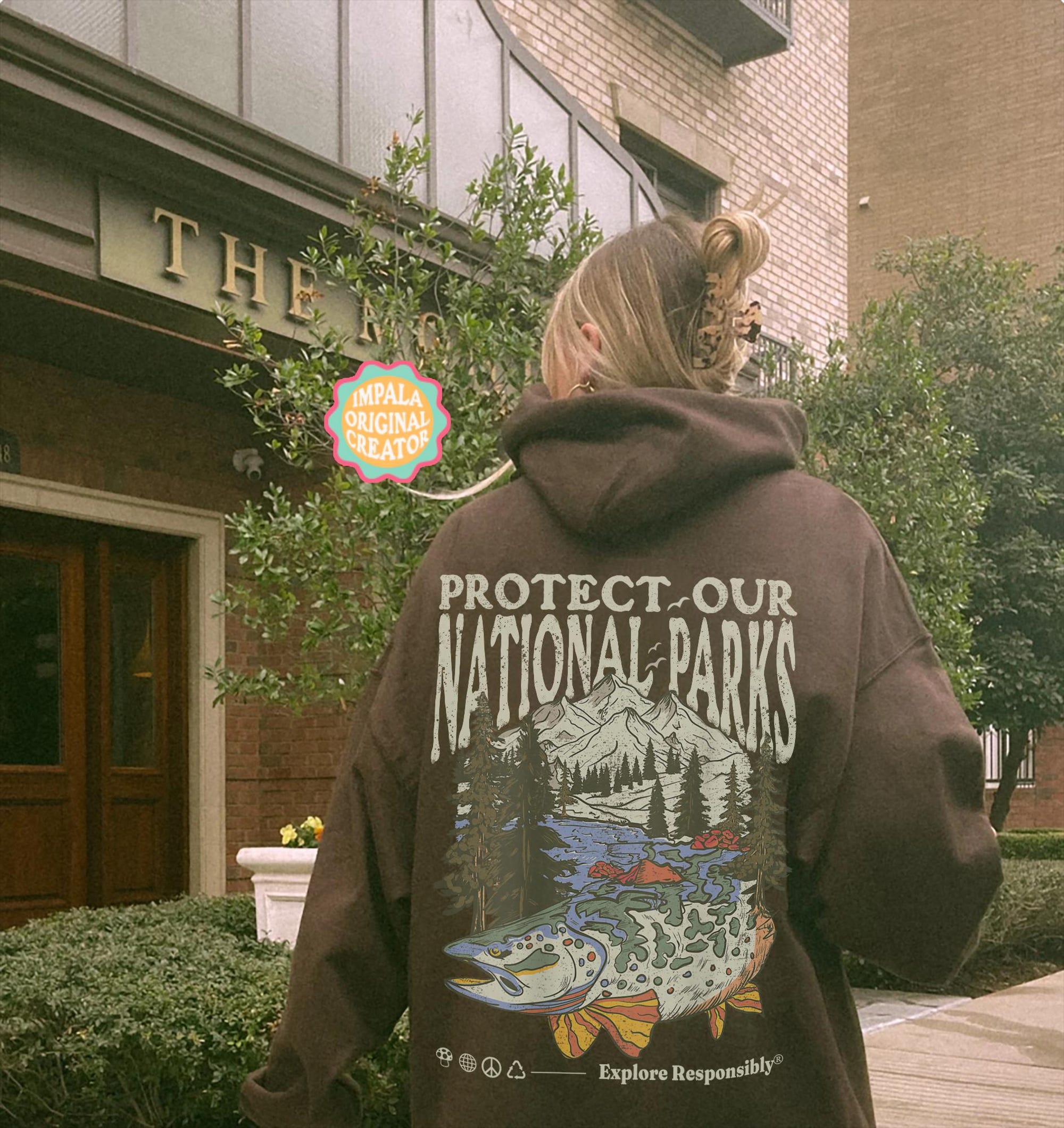 Protect Our National Parks Retro Fish Hoodie - Image 4