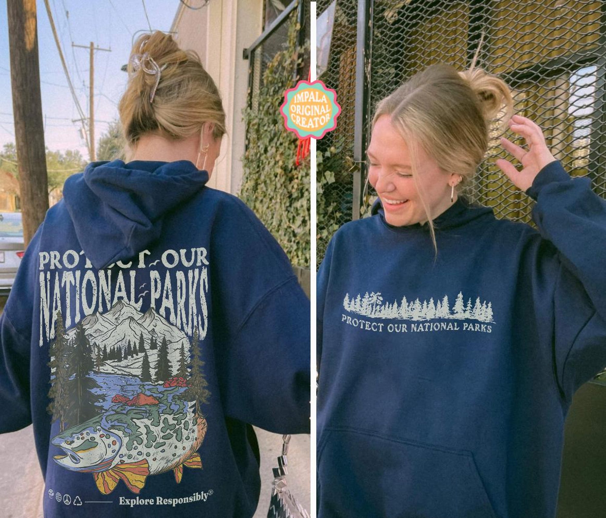 Protect Our National Parks Retro Fish Hoodie - Image 3