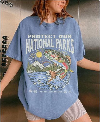 National Parks Fish Comfort Colors® T-Shirt | Hiking Camper Tee - Image 4