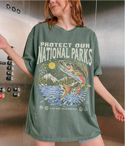 National Parks Fish Comfort Colors® T-Shirt | Hiking Camper Tee - Image 6