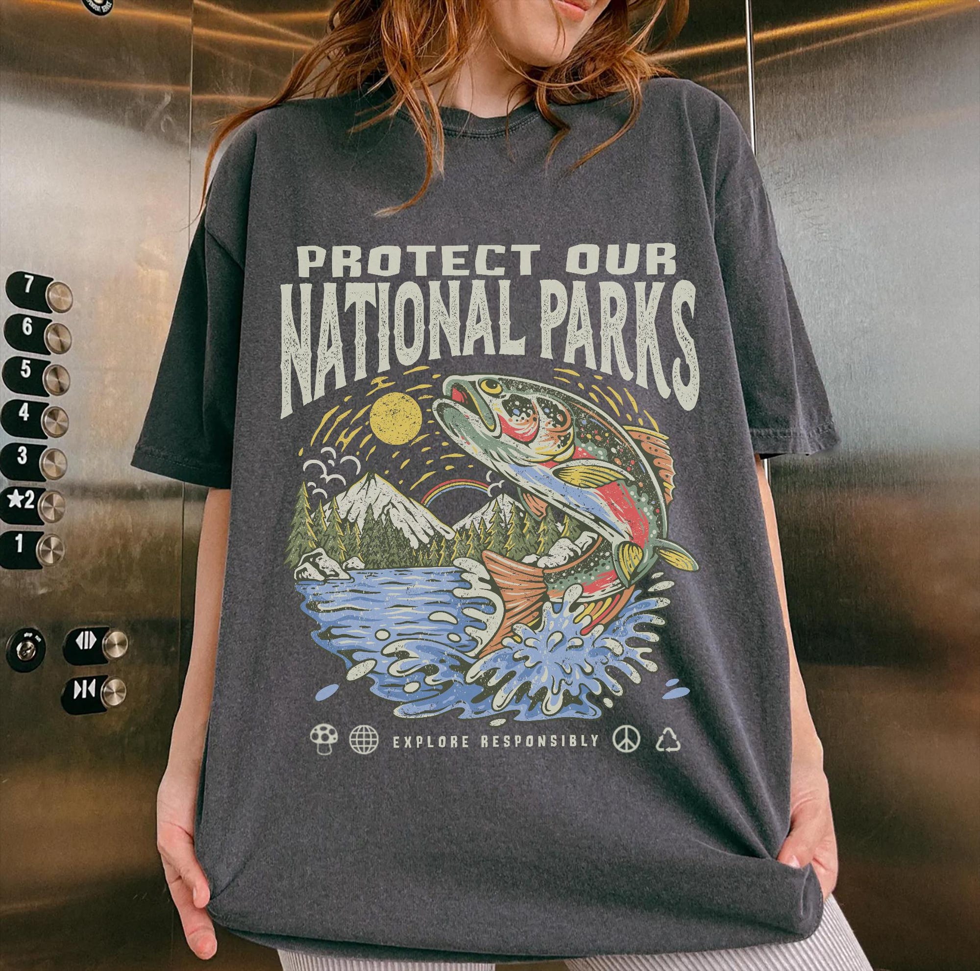 National Parks Fish Comfort Colors® T-Shirt | Hiking Camper Tee - Image 3