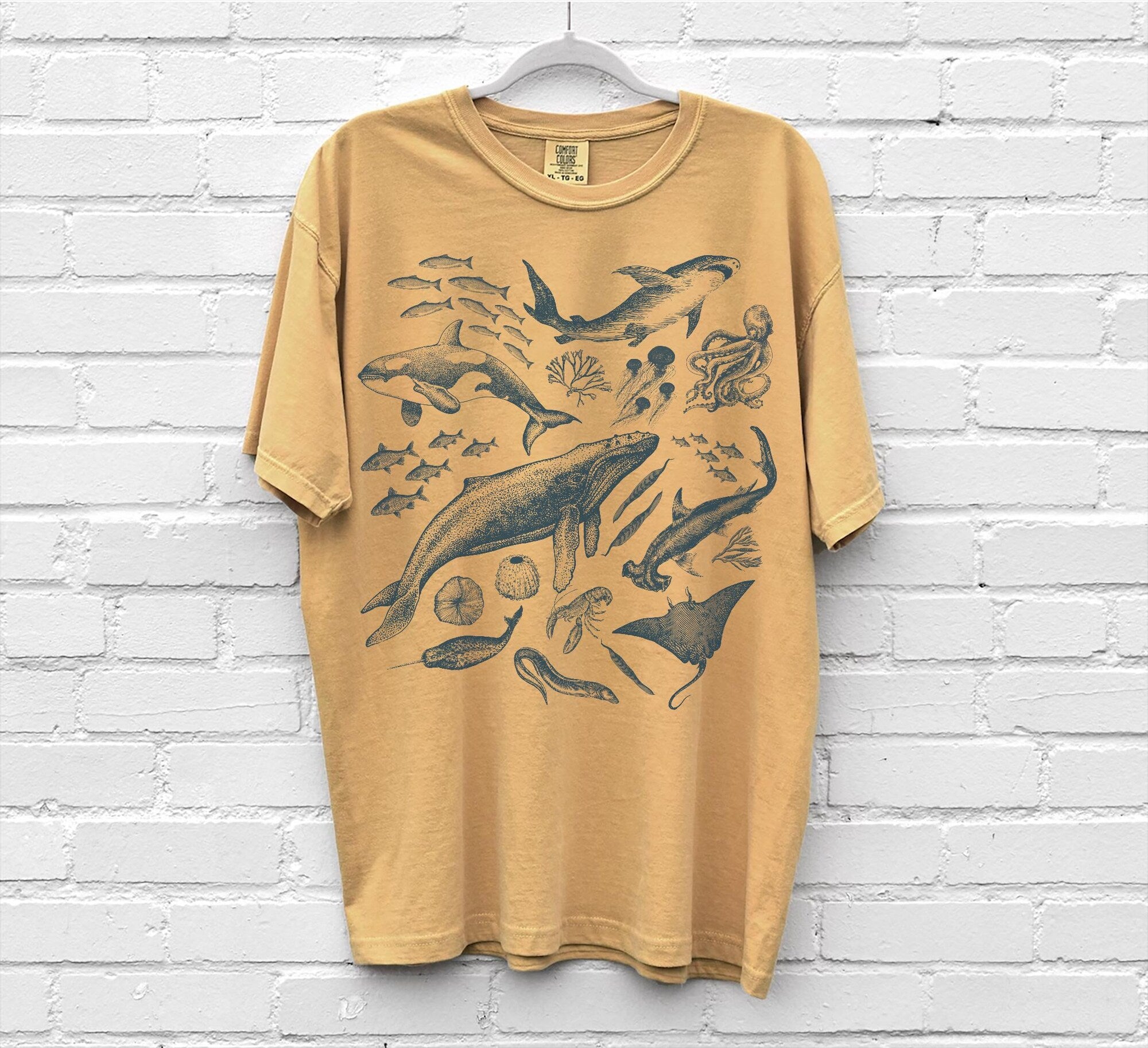 Retro 90s Sea Animals Comfort Colors T-Shirt - Image 4