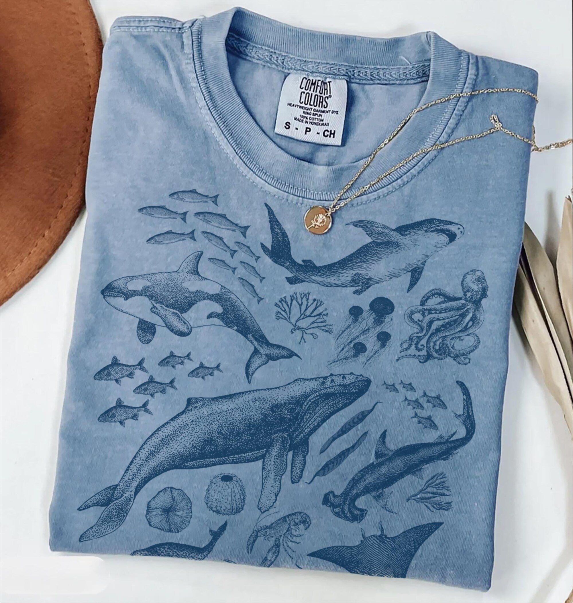 Retro 90s Sea Animals Comfort Colors T-Shirt