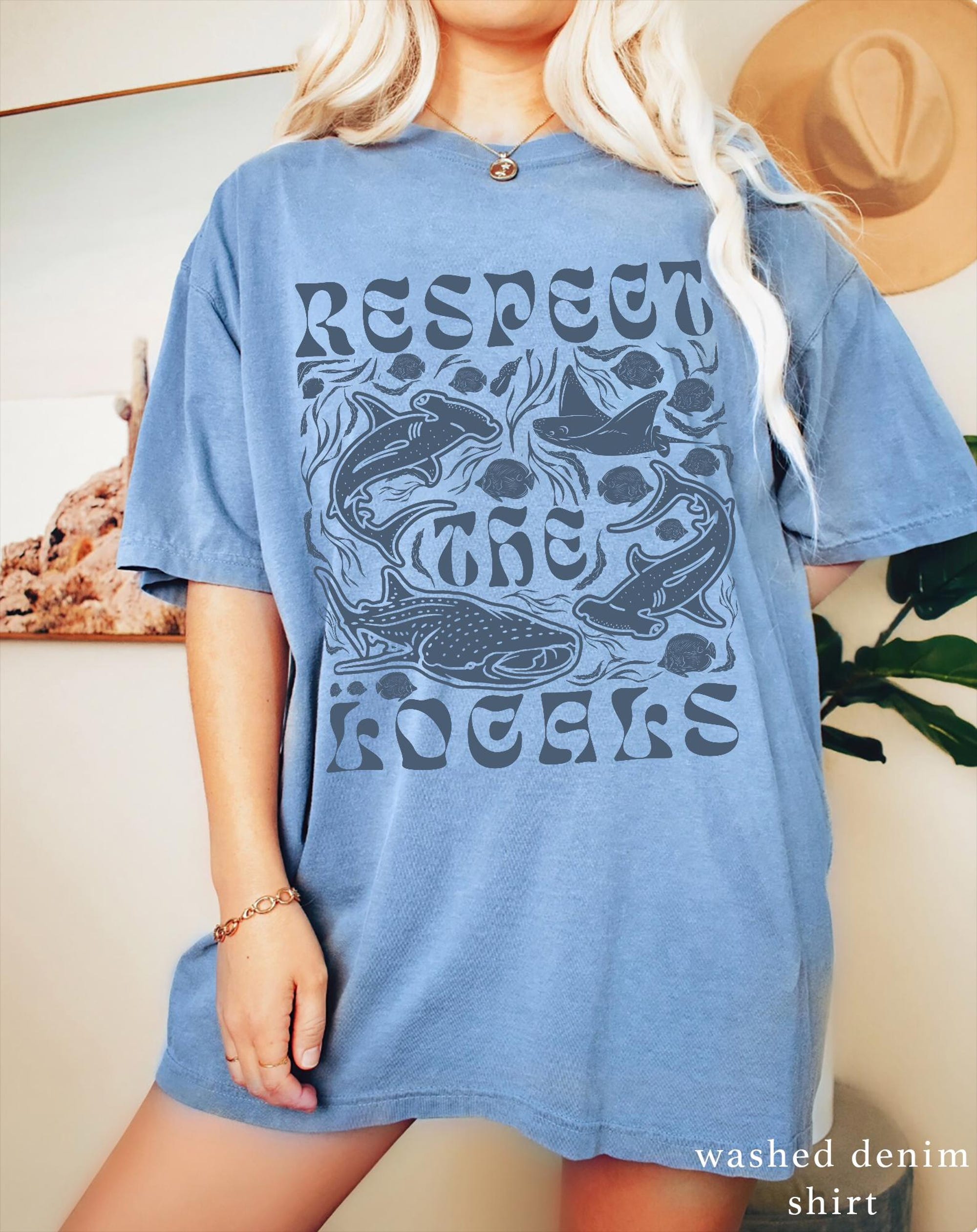 Respect the Locals Shark Tee – Comfort Colors Retro Ocean Shirt - Image 6