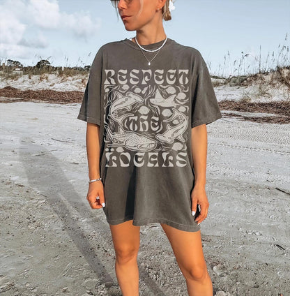 Respect the Locals Shark Tee – Comfort Colors Retro Ocean Shirt