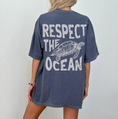 Respect the Ocean Sea Turtle Comfort Colors Tee - Image 5