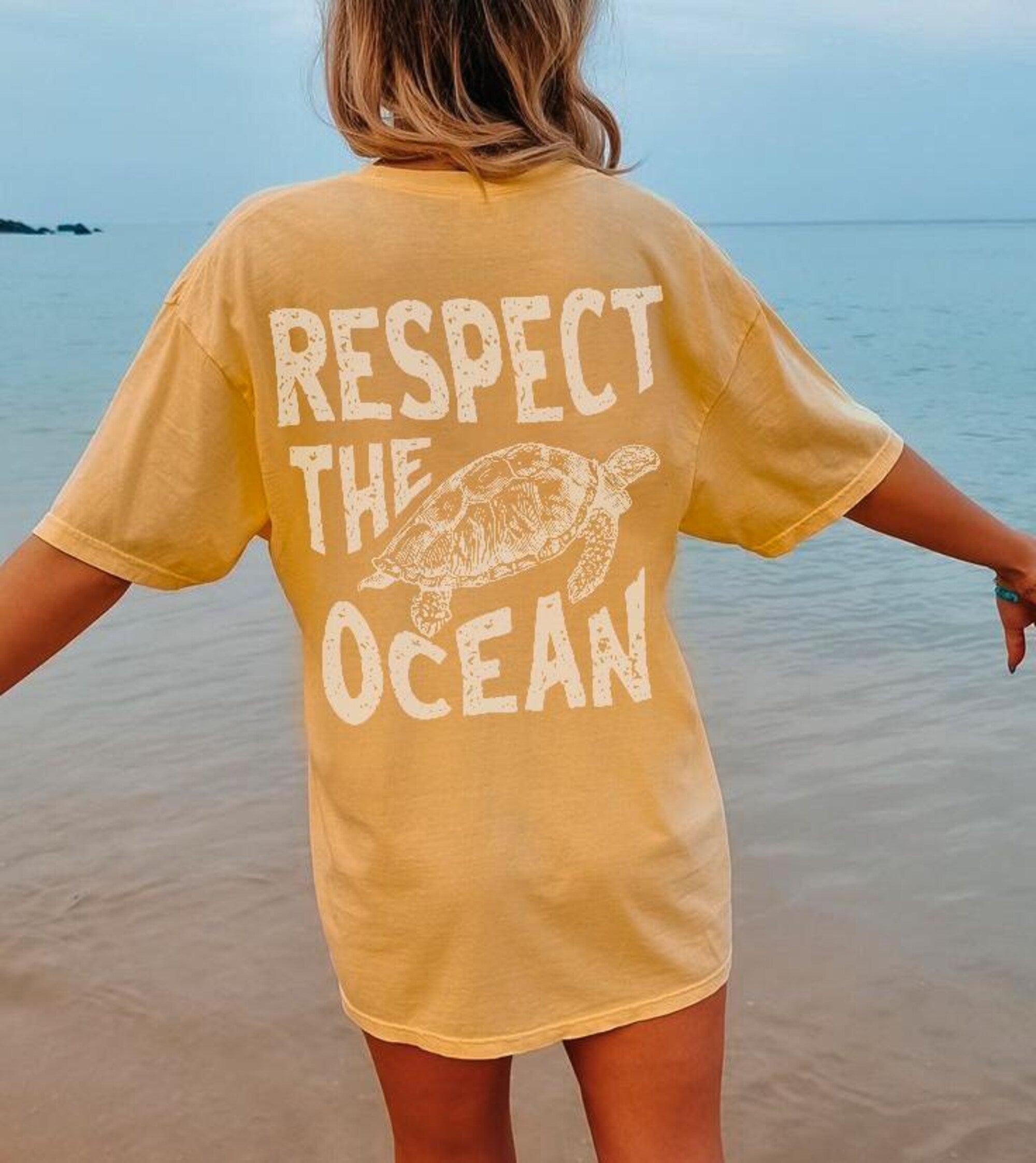Respect the Ocean Sea Turtle Comfort Colors Tee - Image 4