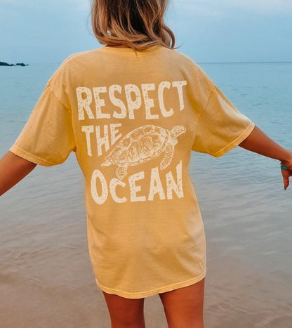 Respect the Ocean Sea Turtle Comfort Colors Tee - Image 4