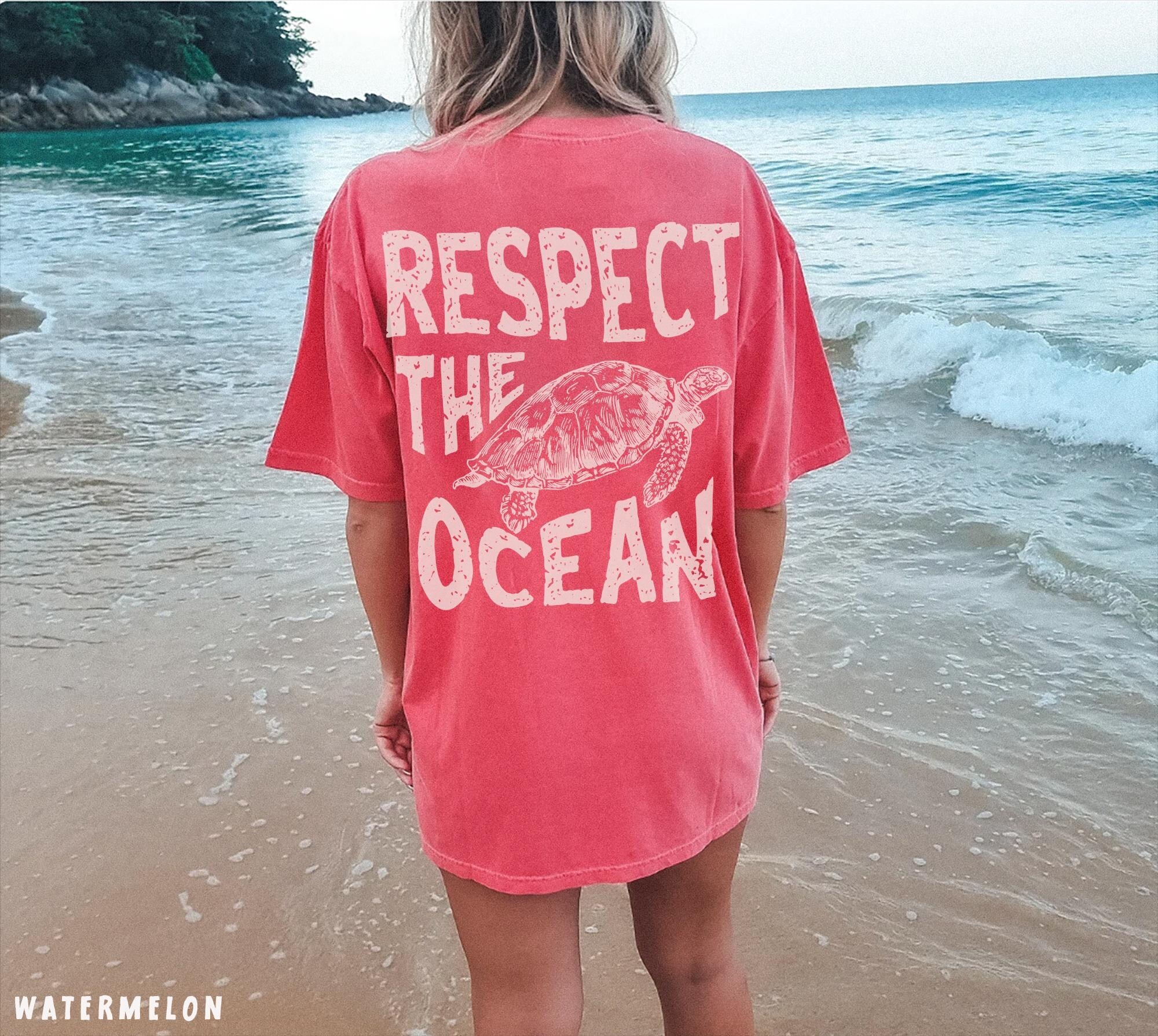 Respect the Ocean Sea Turtle Comfort Colors Tee