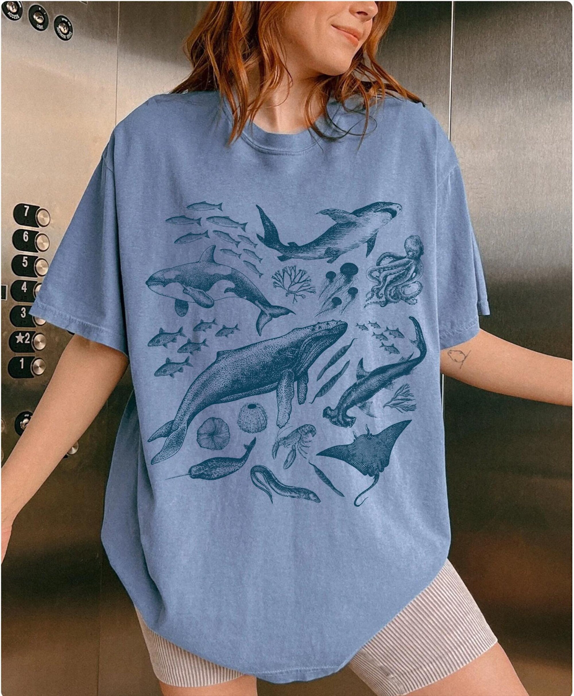 Retro 90s Sea Animals Comfort Colors T-Shirt - Image 2