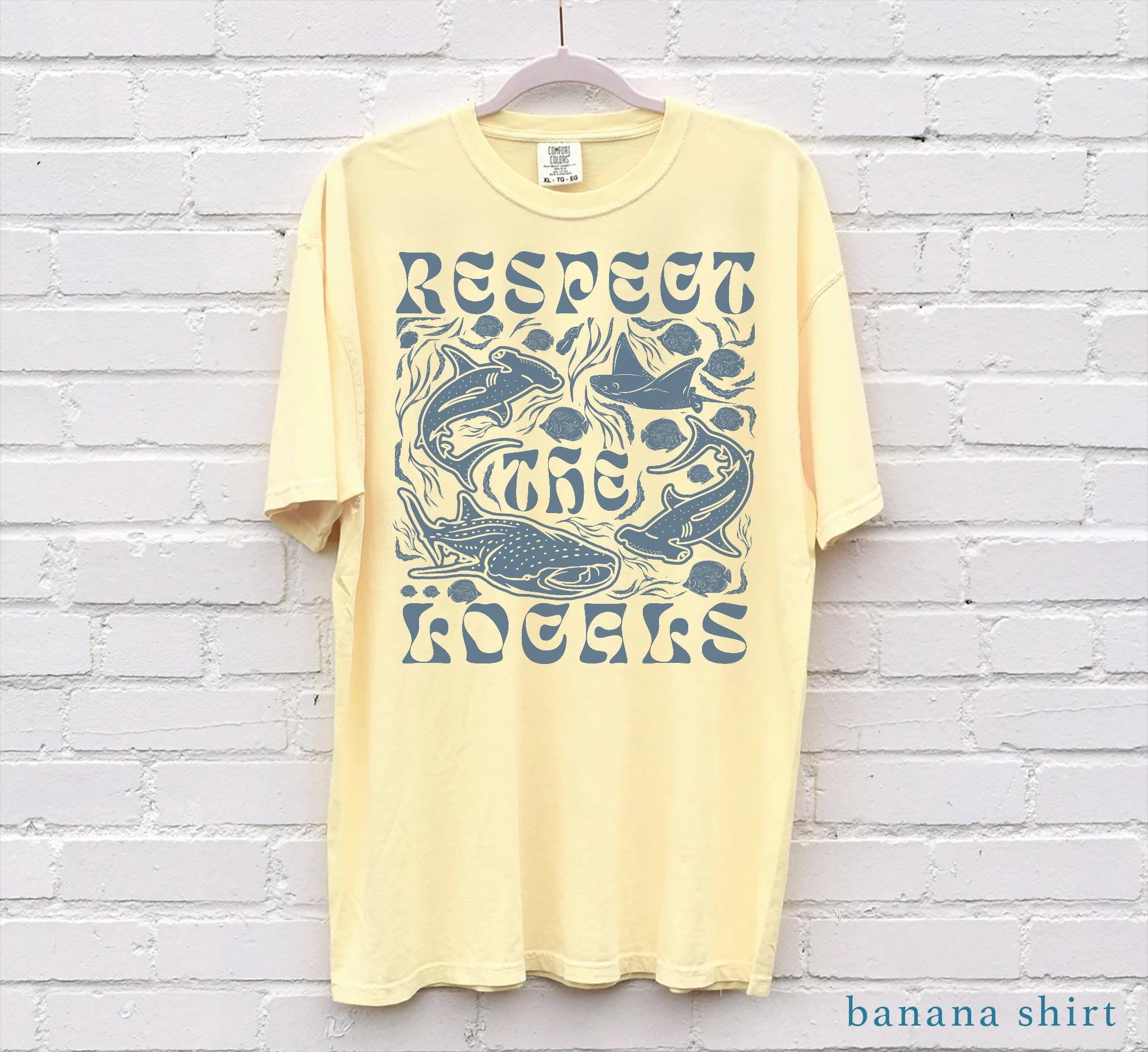 Respect the Locals Shark Tee – Comfort Colors Retro Ocean Shirt - Image 8