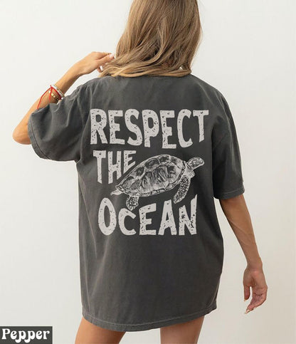 Respect the Ocean Sea Turtle Comfort Colors Tee - Image 6