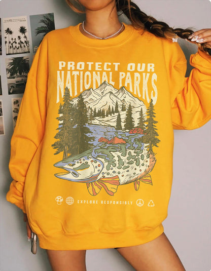 90s National Parks Crewneck Sweatshirt – Respect Wildlife - Image 4