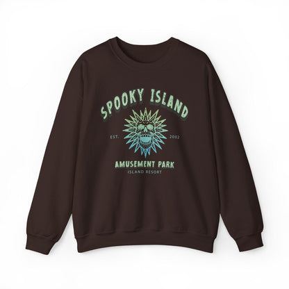 Spooky Island Crewneck Sweatshirt – Retro Halloween Disco Skull - Image 6
