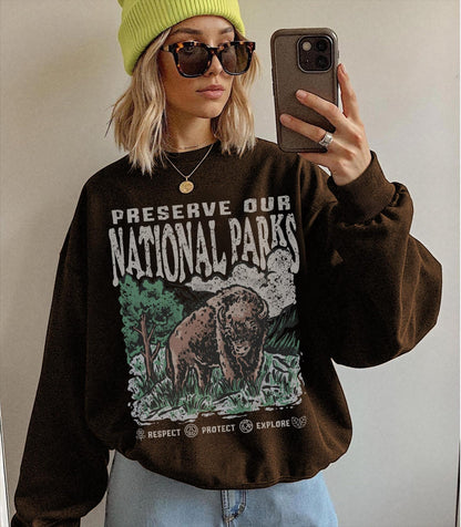 National Parks Crewneck Sweatshirt - Cozy Hiking Apparel