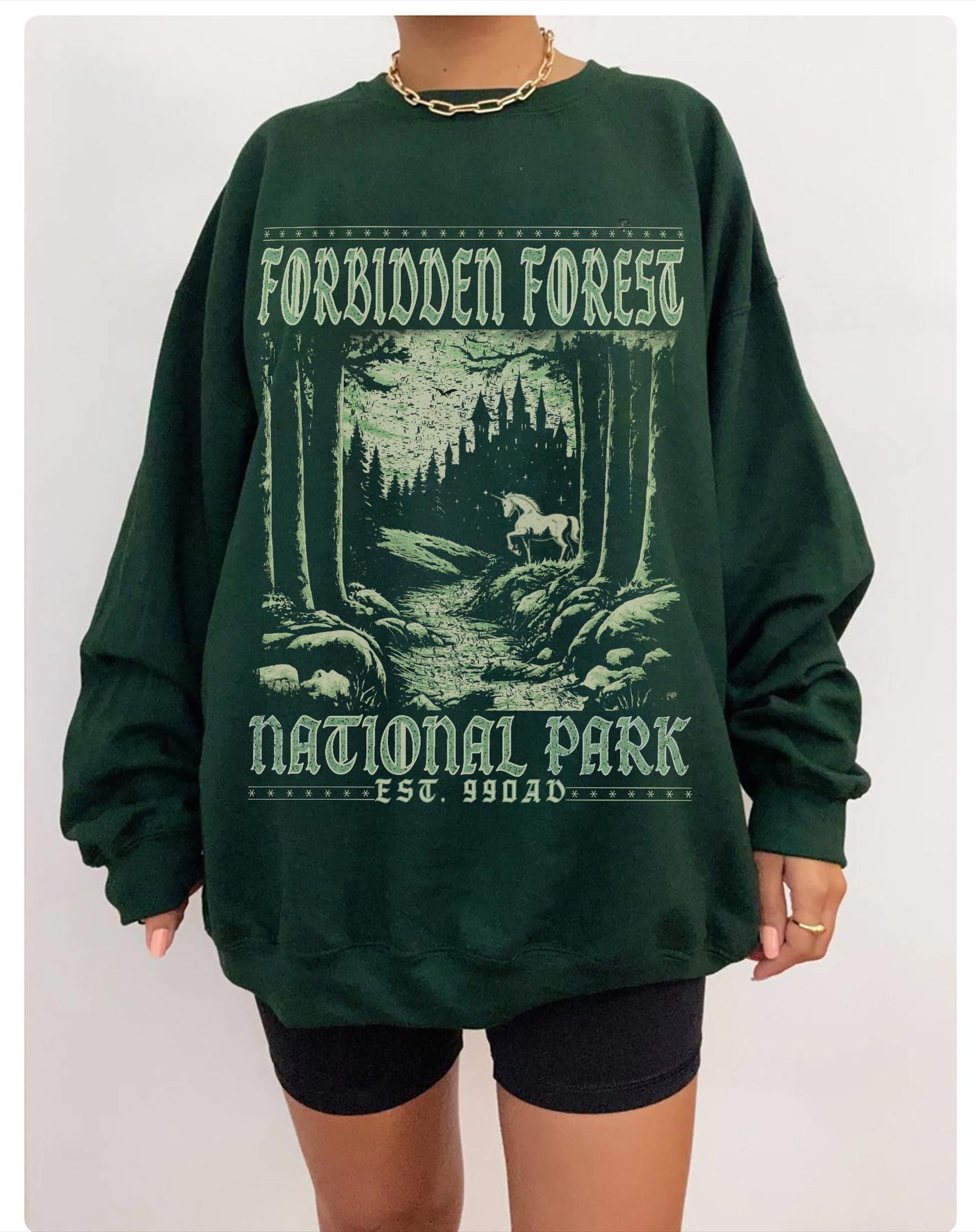 Forbidden Forest Crewneck Sweatshirt – Bookish Wizard Cozy Pullover - Image 4