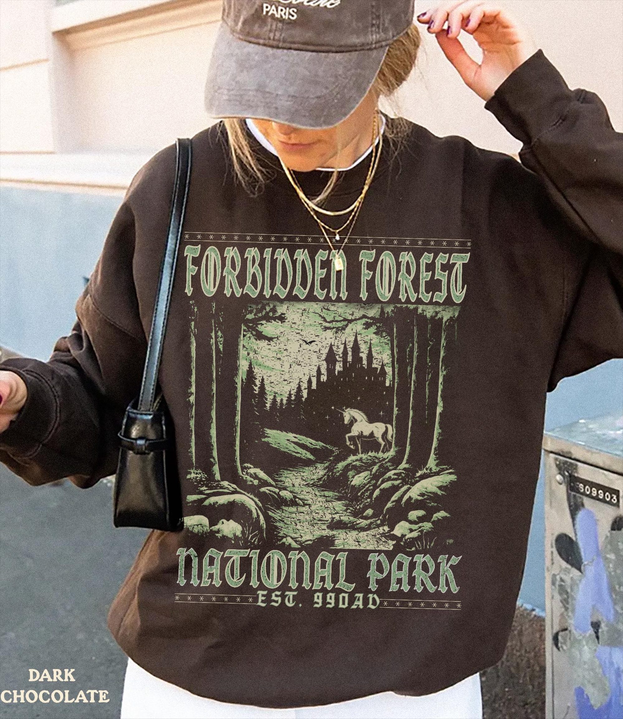 Forbidden Forest Crewneck Sweatshirt – Bookish Wizard Cozy Pullover - Image 2
