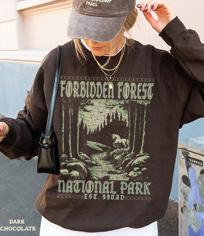 Forbidden Forest Crewneck Sweatshirt – Bookish Wizard Cozy Pullover - Image 2
