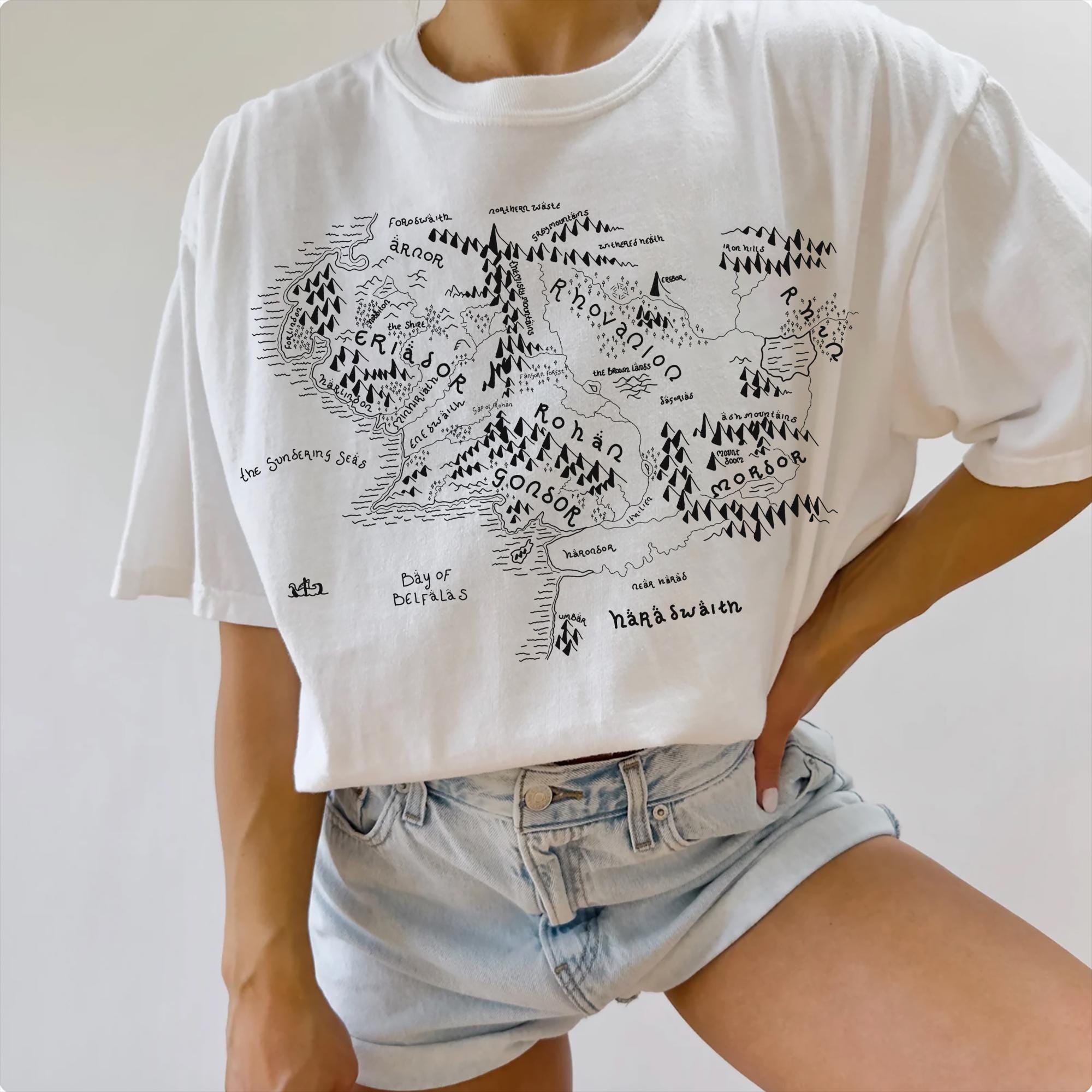 Vintage Middle Earth Map T‑Shirt | Comfort Colors Bookish Tee - Image 4