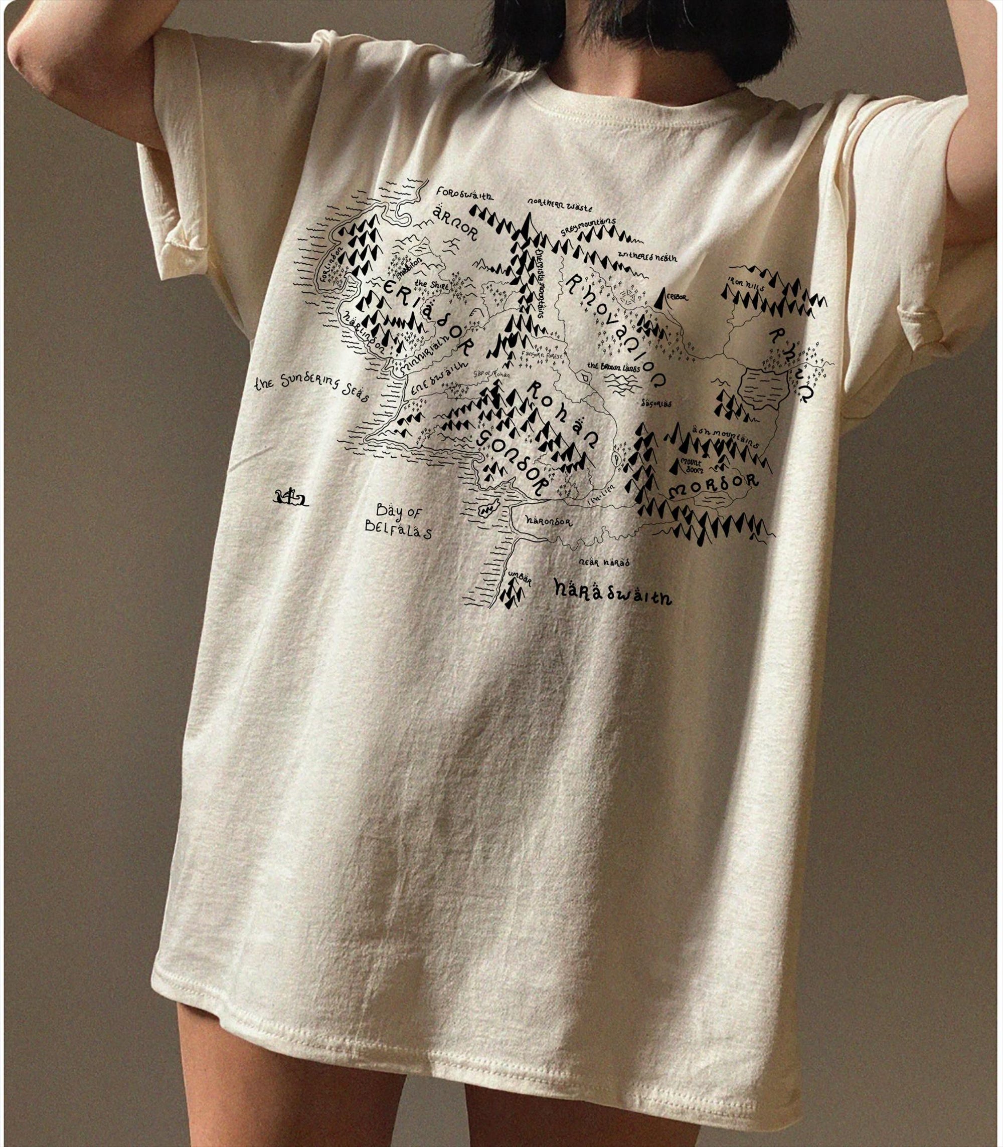 Vintage Middle Earth Map T‑Shirt | Comfort Colors Bookish Tee