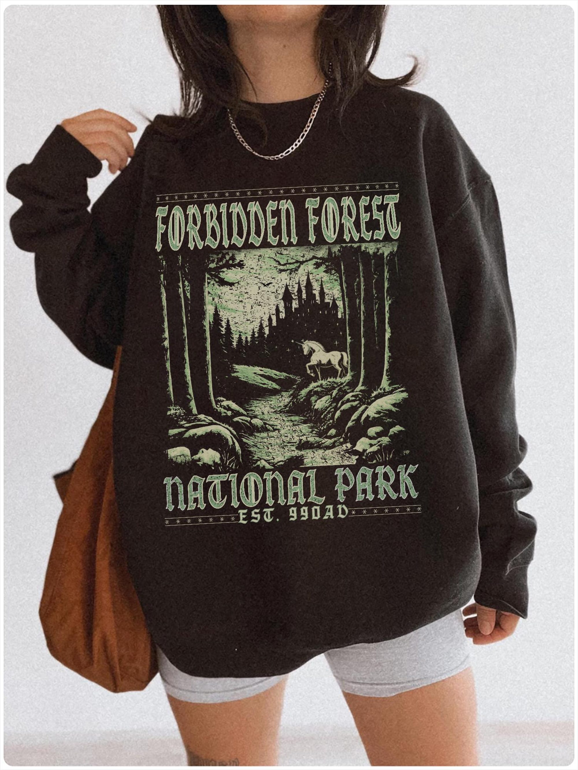 Forbidden Forest Crewneck Sweatshirt – Bookish Wizard Cozy Pullover - Image 3